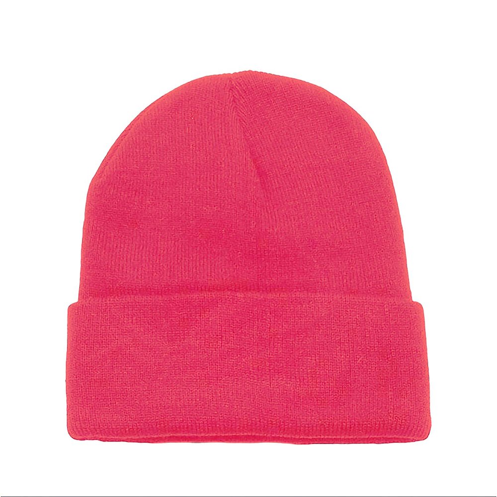 6 Pack Plain Long Cuffed Beanie for Mens and Womens Skulls (Hot Pink)