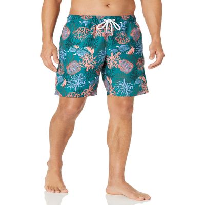 Amazon Essentials Men's 9" Swim Trunks with Mesh Lining, Pockets, Drawstring Closure, Coral Orange, X-Large