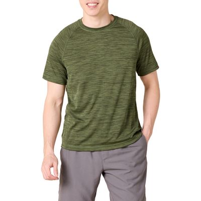 Amazon Essentials Men's Slim-Fit Short-Sleeve Quick-Dry UPF 50 Swim Tee, Olive Heather, Medium