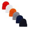 6 Pack Plain Long Cuffed Beanie for Mens and Womens Skulls (Mix) view 1