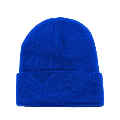 4 Pack Plain Long Cuffed Unisex Beanies Skullies for Men and Women (Royal Blue)
