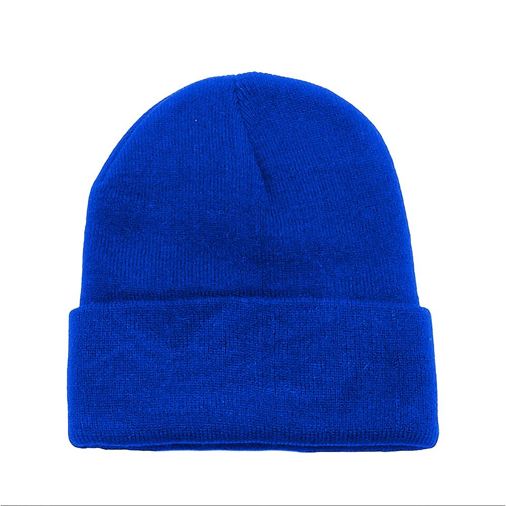 4 Pack Plain Long Cuffed Unisex Beanies Skullies for Men and Women (Royal Blue)