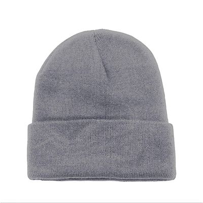 6 Pack Plain Long Cuffed Beanie for Mens and Womens Skulls (Light Grey)