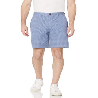 Amazon Essentials Men's Classic-Fit 9" Chino Shorts, Blue Geometric Print, 40