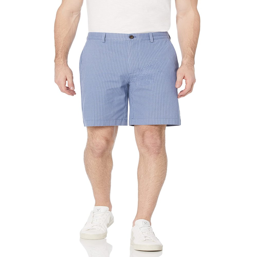 Amazon Essentials Men's Classic-Fit 9" Chino Shorts, Blue Geometric Print, 40