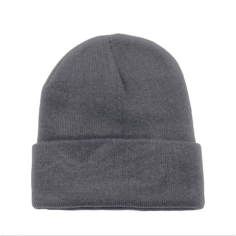 6 Pack Plain Long Cuffed Beanie for Mens and Womens Skulls (Dark Grey)