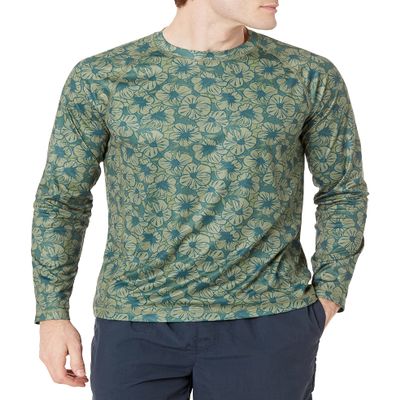 Amazon Essentials Men's Long-Sleeve Quick-Dry UPF 50 Swim Tee, Olive Hibiscus Flower, X-Large