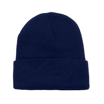 4 Pack Plain Long Cuffed Unisex Beanies Skullies for Men and Women (Navy Blue)