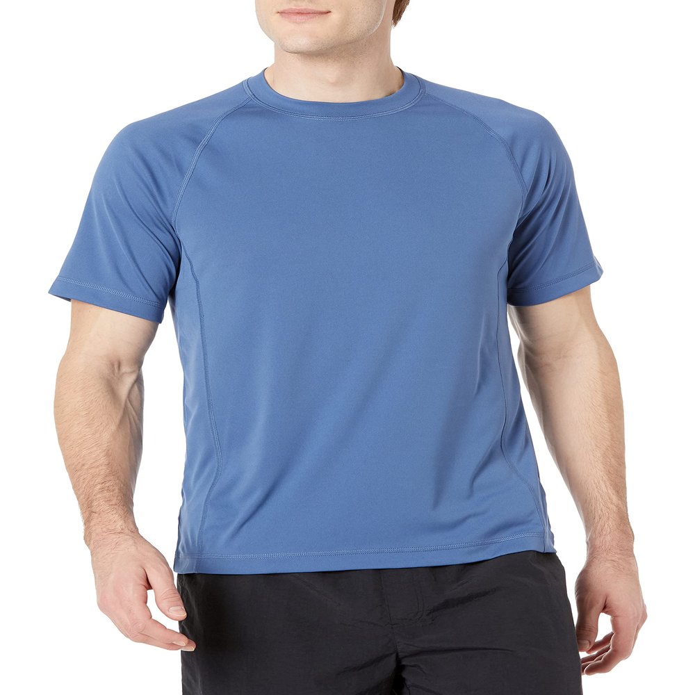 Amazon Essentials Men's Slim-Fit Short-Sleeve Quick-Dry UPF 50 Swim Tee, Blue, Small