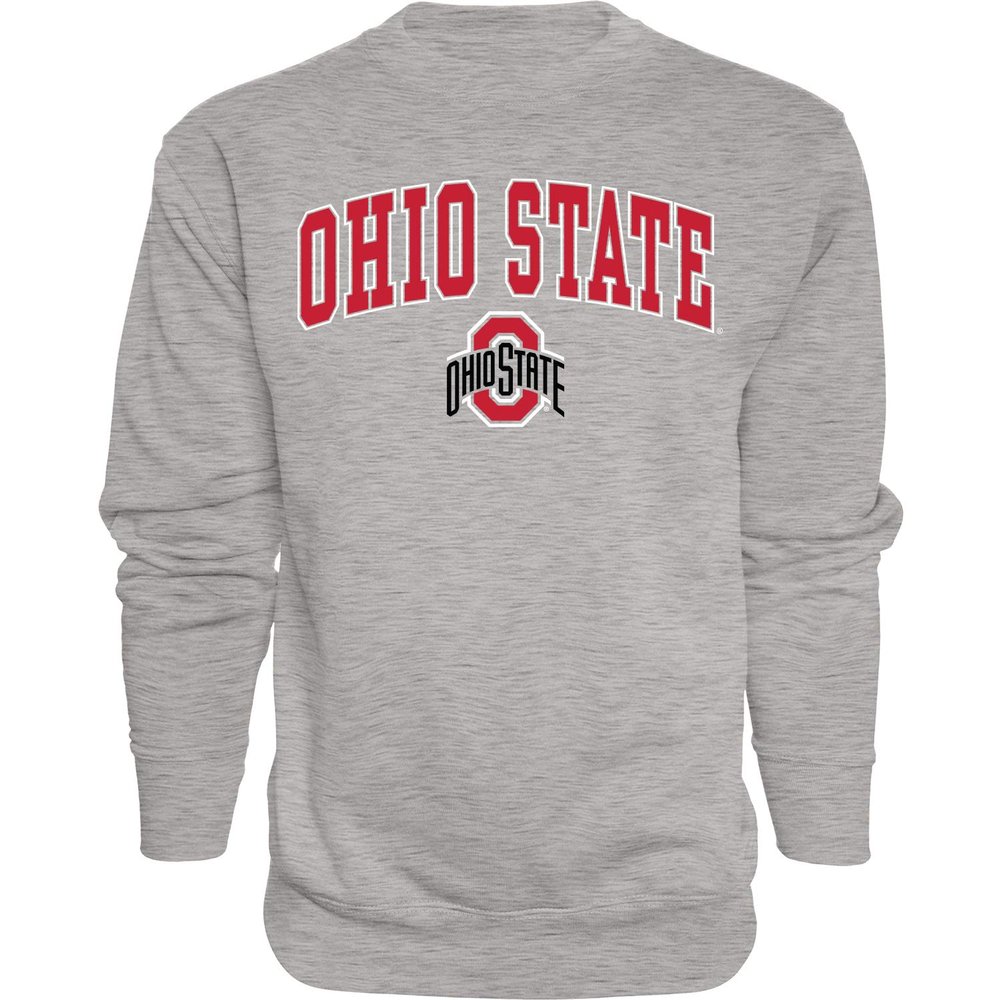 Blue 84 Men's Ohio State Buckeyes Crewneck Sweatshirt Gray Arching Over, Ohio State Buckeyes Gray, XX-Large