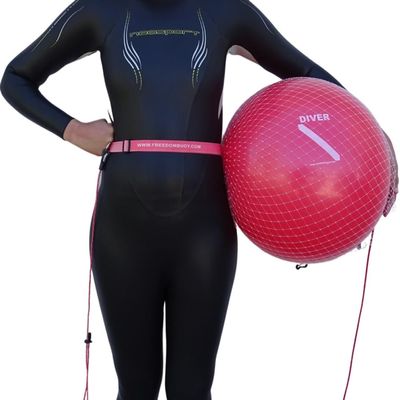 Open Water Swim Buoy | Highly Visible, Increases Safety | Great for Recreational Swimmers, Triathletes, Kayakers | Low Resistence (Red)