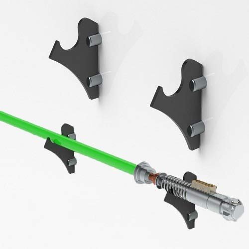 WANLIAN lightsaber rack, wall-mounted lightsaber rack, suitable for swords, 1 pair of lightsaber sabers (Black)
