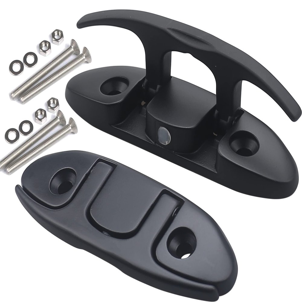 Boat Folding Cleats 4-1/4 inch Marine Dock Cleats Flip Up Boat Cleats Stainless Steel,with Installation Accessories Pair