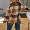 chouyatou Women's Oversized Casual Button Down Plaid Shirt Jacket Flannel Shacket (X-Large, Brown) view 2