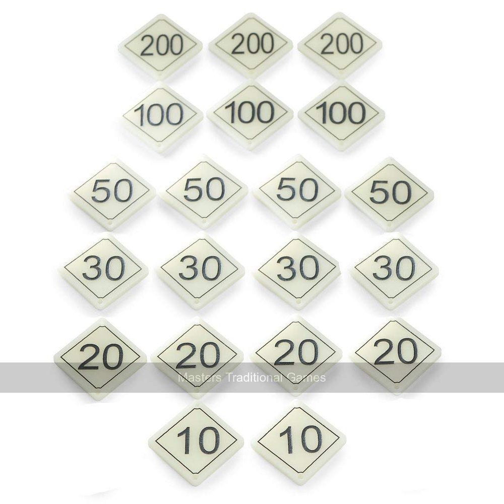 Set of 20 Bar Billiards Table Numbers (Plastic Diamond Shaped for Tables with 2 x 30 and 1 x 10 Holes)