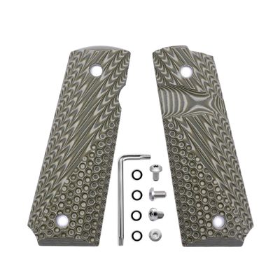 1911 G10 Grips, Full Size (Government/Commander) - Ambi Safety Cut - OPS Texture OD/Green