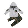 Nokpsedcb Baby Boys Hooded Top Autumn New Long Sleeve Sweatshirt+Drawstring Long Pants Trousers Outfits Set (0-6 Months, H-Grey) view 1