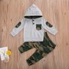 Nokpsedcb Baby Boys Hooded Top Autumn New Long Sleeve Sweatshirt+Drawstring Long Pants Trousers Outfits Set (0-6 Months, H-Grey) view 2