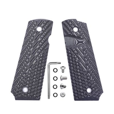 1911 G10 Grips, Full Size (Government/Commander) - Ambi Safety Cut - OPS Texture Grey/Black