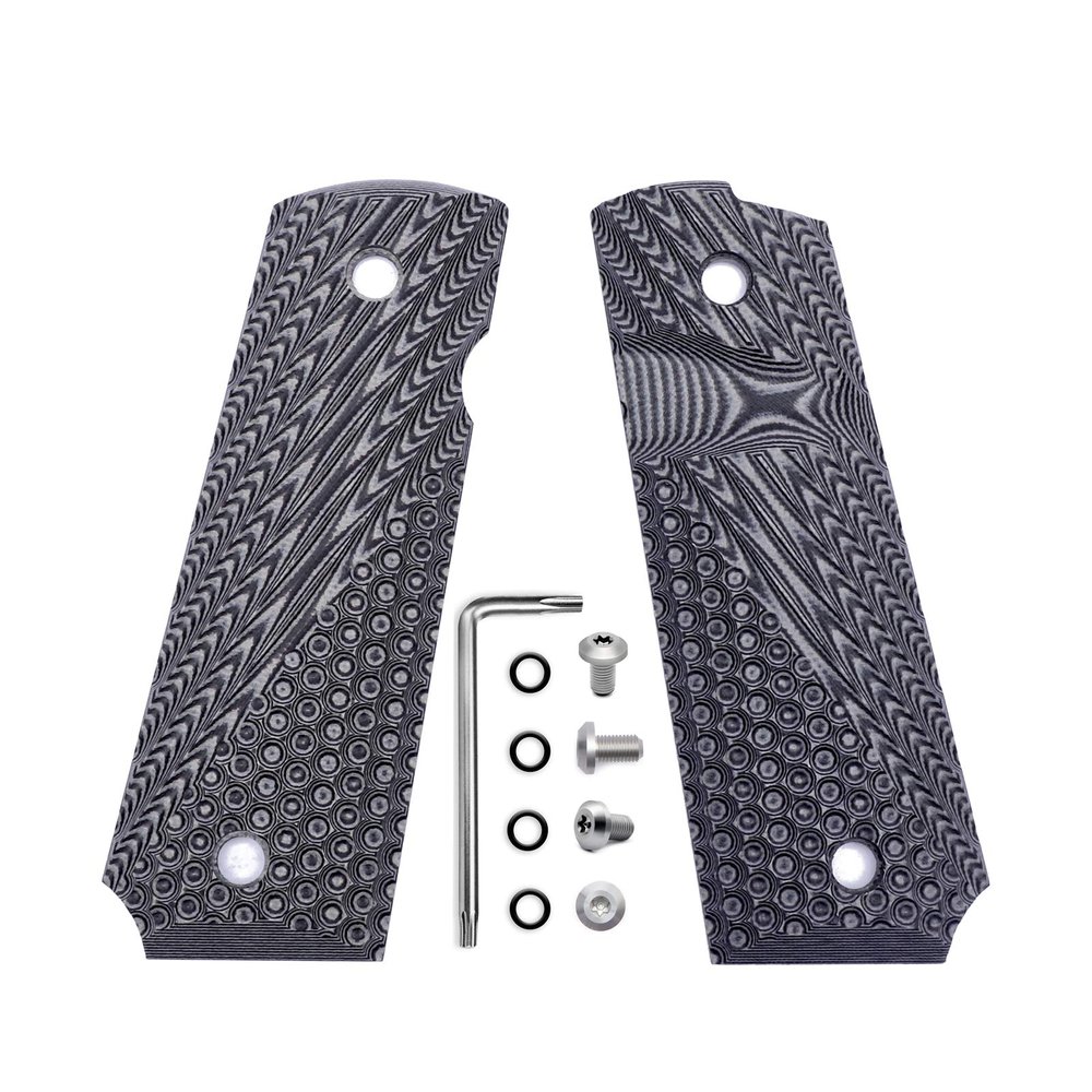 1911 G10 Grips, Full Size (Government/Commander) - Ambi Safety Cut - OPS Texture Grey/Black
