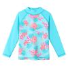 Girls Rash Guard Swimsuit Two Piece Floral Bathing Suit UPF 50+ UV Swimwear 3-12Y S301_CyanFlower_6A view 2