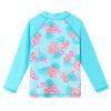 Girls Rash Guard Swimsuit Two Piece Floral Bathing Suit UPF 50+ UV Swimwear 3-12Y S301_CyanFlower_6A view 3