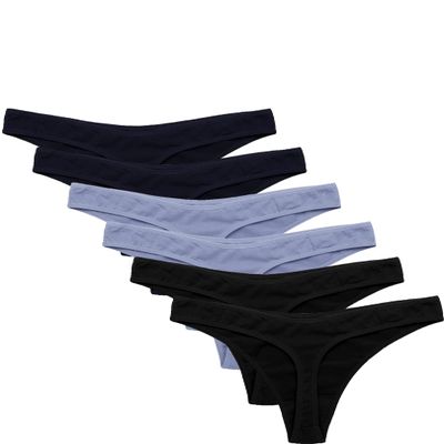 Ekouaer Women Underpants Seamless Thong Low Waist G-String Cotton Breathable Underwear 6 Pack Invisible Small Panties