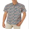 Amazon Essentials Men's Regular-Fit Short-Sleeve Print Shirt, Navy Peach Pineapple Print, X-Large view 1