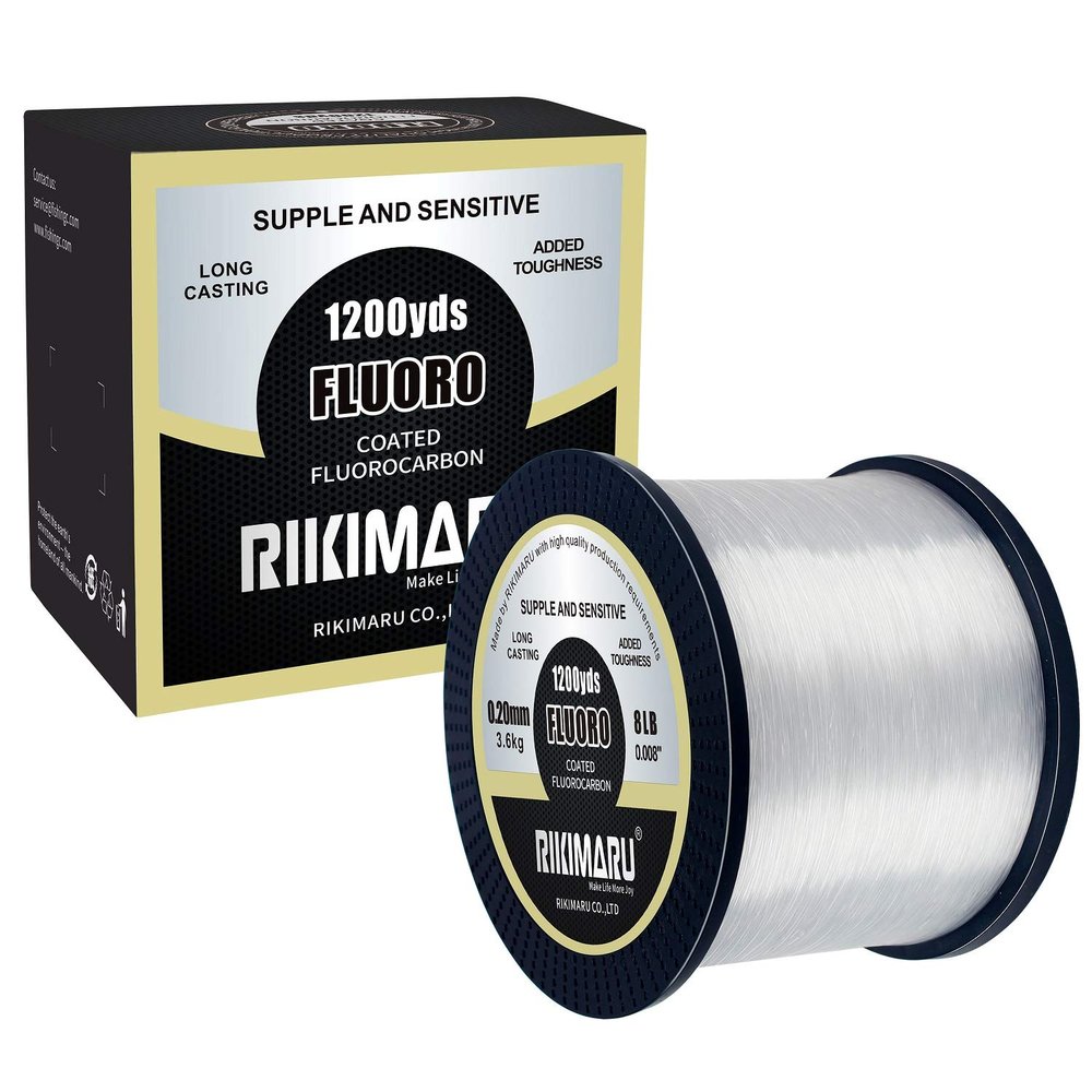 RIKIMARU Fluoro Fishing Line, 100% Fluorocarbon Coated Fishing Line (Clear, 20LB/0.40mm/1200Yds)