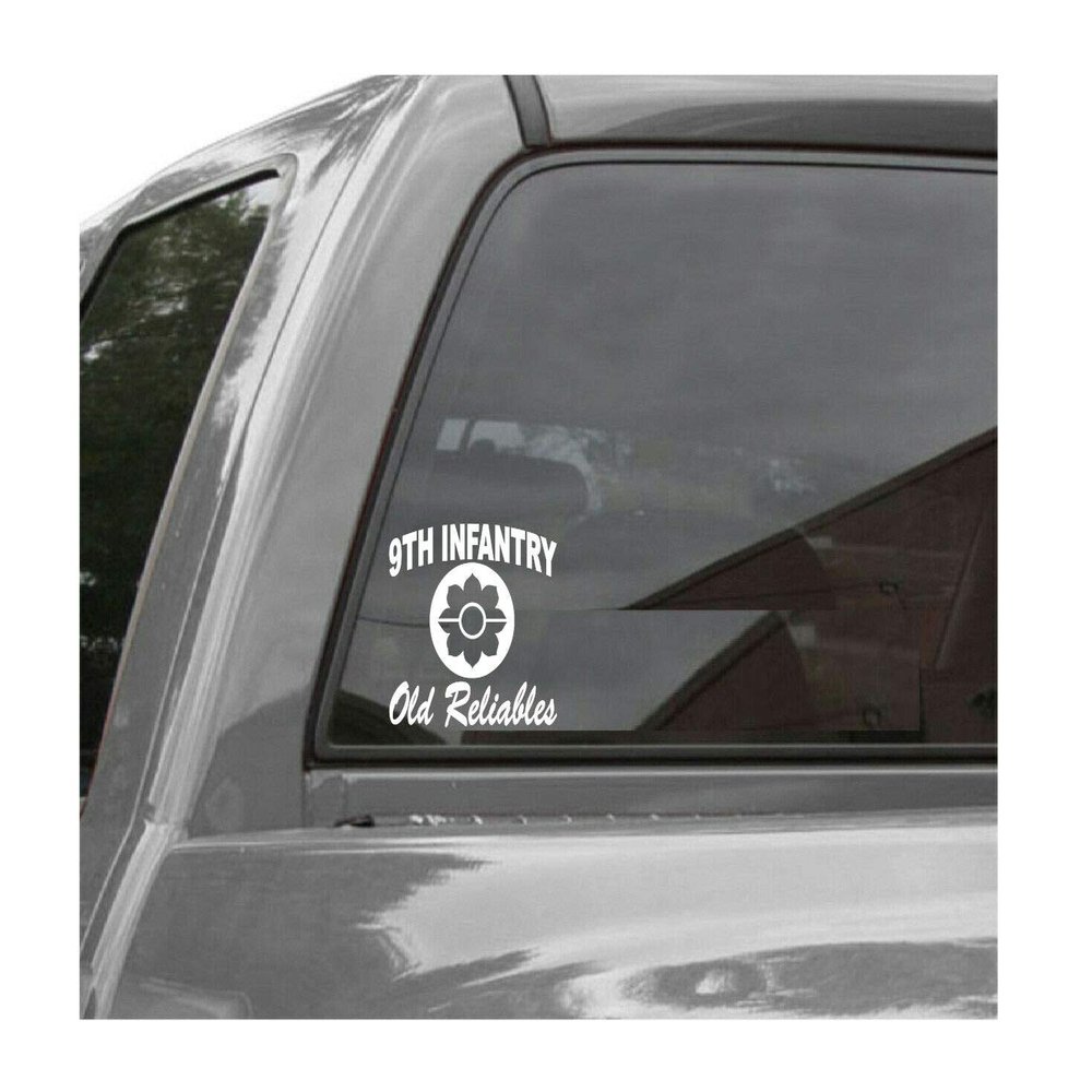 Edward & Co Sticker 9th Infantry Division Old Reliables Decal United States Army Military for Car Truck Window Laptop Bumper US Flag 4.5 x 4.0 in (Silver)