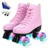 YYW Roller Skates for Women Men, High Top PU Leather Classic Double-Row Roller Skates, Indoor Outdoor Roller Skates for Beginner a Shoes Bag (Pink Flash, 41) view 1