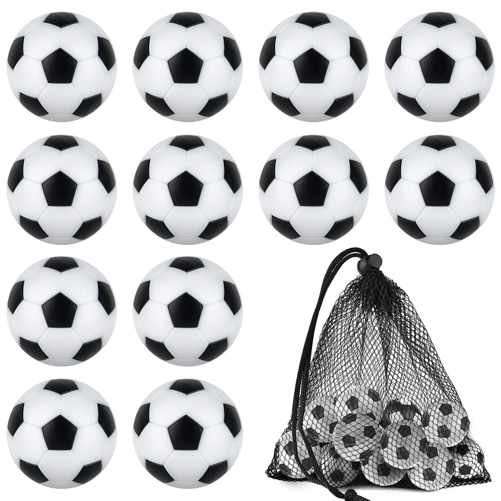 Coopay 12 Pieces 36mm Foosball Balls Table Football Soccer Replacement Balls for Official Tabletop Game with a Black Drawstring Bag (Black/White)