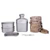 Boundless Voyage 1100ml Titanium Military Canteen 750ml+400ml Ultralight Camping Cookware Set with Folding Handle & Hanging Rope Portable Mess Kit for Outdoor Cooking, Hiking, Survival Ti2049C view 1