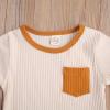 Toddler Baby Boy Girl Summer Clothes Ribbed Short Sleeve T-Shirts Tees Tops+Drawstring Shorts Pants Outfits 2PCS Shorts Set (Beige, 2T-3T) view 4