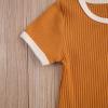 Toddler Baby Boy Girl Summer Clothes Ribbed Short Sleeve T-Shirts Tees Tops+Drawstring Shorts Pants Outfits 2PCS Shorts Set (Orange, 6-12 Months) view 4
