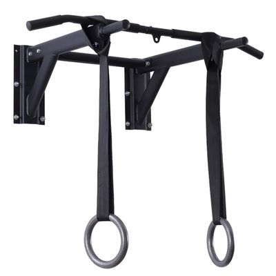 Swwin Wall Mounted Pull up Bar Multi-Grip Chin-up Station Home Gym Exercise Workout Equipment Strength Training Fitness Equipment Supports 600lbs (Size : Pull up bar with Rings)