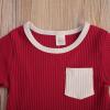 Toddler Baby Boy Girl Summer Clothes Ribbed Short Sleeve T-Shirts Tees Tops+Drawstring Shorts Pants Outfits 2PCS Shorts Set (Wine Red, 6-12 Months) view 4
