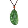 1.9" China Certified Nature Hetian Nephrite Green Jade Blessing Bat and Bamboo Hand Carved Necklace Pendant 2538 view 1