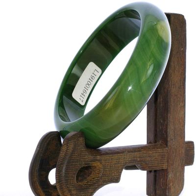 2.2" China Certified Nature Green Chalcedony Jade Women's Bangle Bracelets 6417