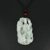 2.2" China Certified Grade A Nature Hisui Jadeite Jade Blessing Manjusri Hand Carved Neckalce Pendants with Slight Crack 0108 view 2