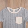 Toddler Baby Boy Girl Summer Clothes Ribbed Short Sleeve T-Shirts Tees Tops+Drawstring Shorts Pants Outfits 2PCS Shorts Set (Grey, 18-24 Months) view 4