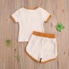 Toddler Baby Boy Girl Summer Clothes Ribbed Short Sleeve T-Shirts Tees Tops+Drawstring Shorts Pants Outfits 2PCS Shorts Set (Beige, 18-24 Months) view 2