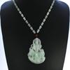 2.3" China Certified Grade A Nature Hisui Jadeite Jade Blessing Manjusri Hollow Carved Neckalce Pendants 0109 view 1