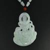 2.3" China Certified Grade A Nature Hisui Jadeite Jade Blessing Manjusri Hollow Carved Neckalce Pendants 0109 view 3