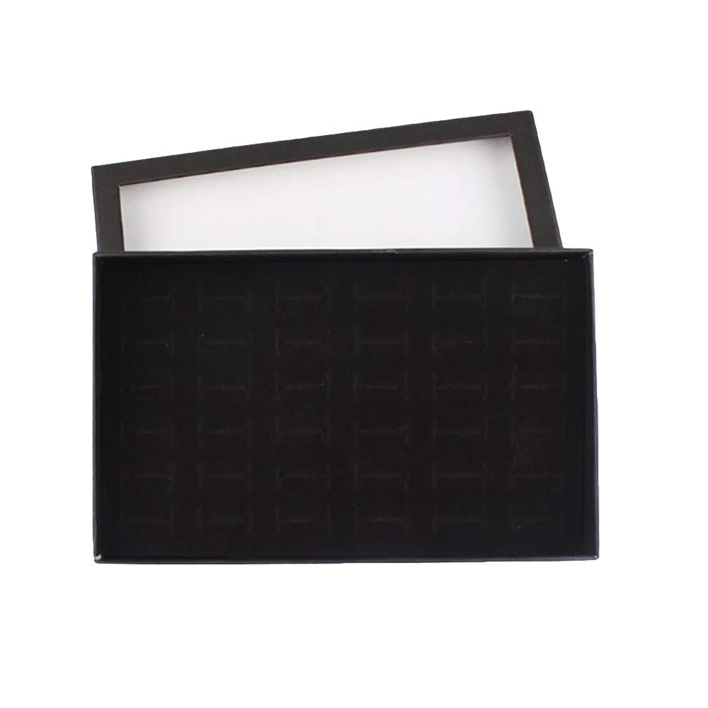 Cuteam Jewelry Storage Box, Transparent 36 Slots Ring Display Holder Earring Jewelry Storage Box Organizer Black One Size
