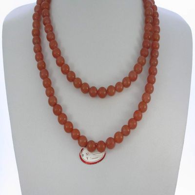 0.4" China Certified Nature South Red Agate Jade Nice Women's Red Pearls Necklace 5008