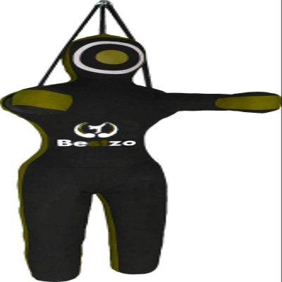 Bestzo MMA Jiu Jitsu Judo Punching Bag Wrestling Grappling Dummy-Unfilled (Synthetic Leather Black Green, 59 inches (5 ft))