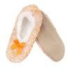 BambooMN Adult Women Soft Warm Furry Fuzzy Non-Slip Slip-On Slipper Socks, Indoor Travel Cozy House Slippers, Size Medium, Orange, 1 Pair view 1