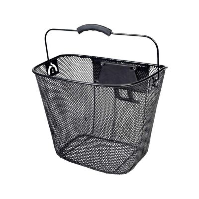 AlveyTech Universal Front Wire Basket with Quick-Release Mounting Hardware for Bicycles and Scooters - Large Bicycle Baskets with Quick Release Attachment for Bike and Scooter, Fits 1" Diameter Bar