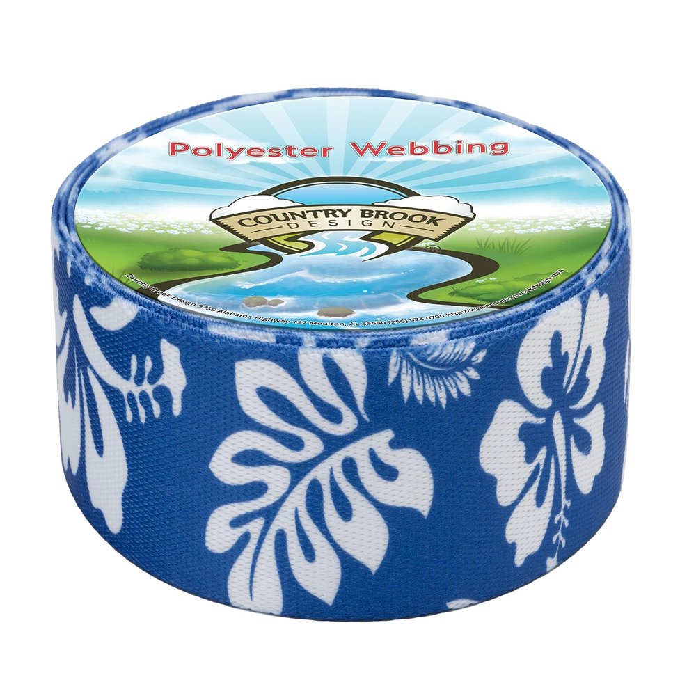 Country Brook Design - Royal Blue Hawaiian Polyester Webbing (2 Inch, 10 Yards)